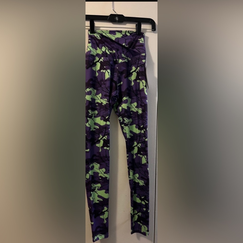 Purple and Green Camouflage Leggings (S)
